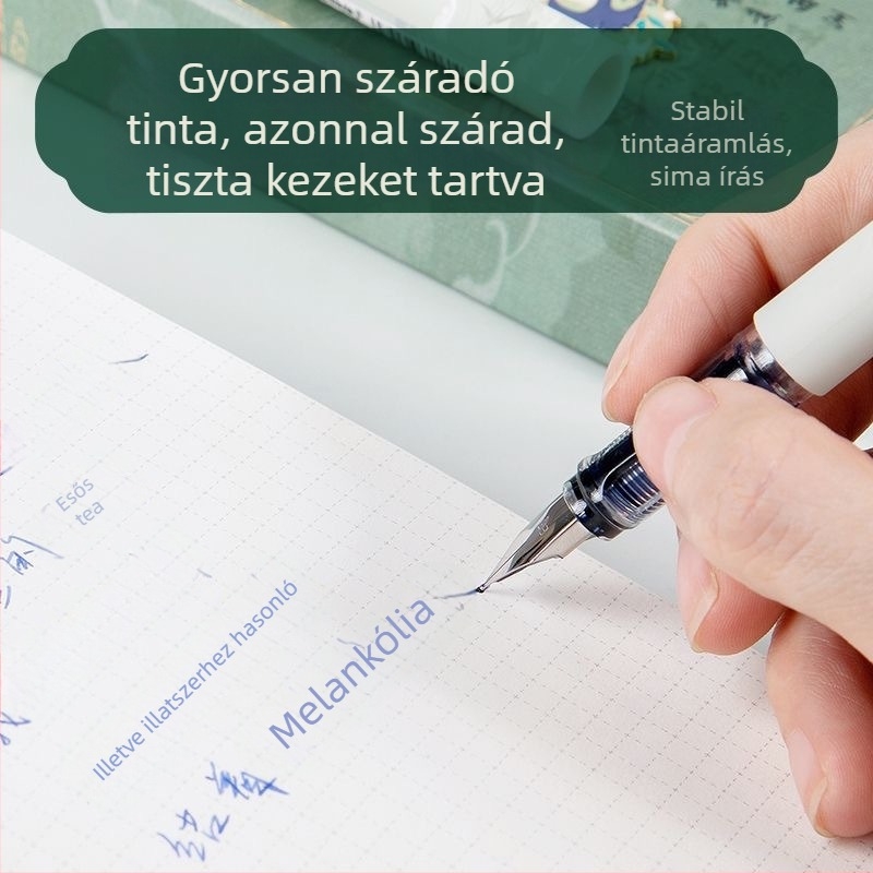 Kínai stílusú toll tintas zsákkal, titánium tollheggyel, dobozban csomagolva, ideális diákoknak