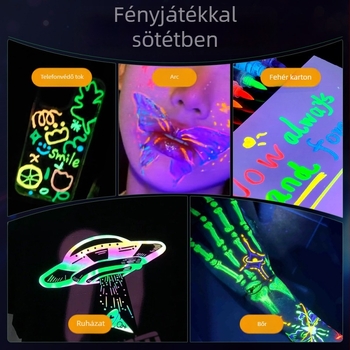 Fénylő akril marker gyerekeknek és diákoknak ferde hegye, műanyag ház, modell 1604, készlet