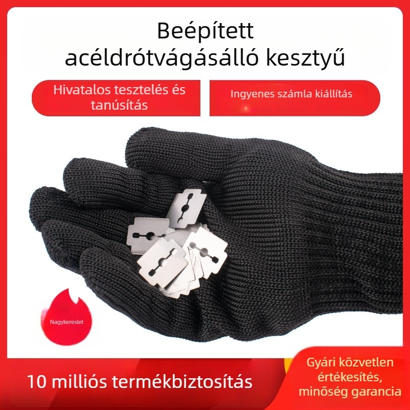 Hard Shield vágásbiztos kesztyű acéldrót maggal, megvastagított, öt szintű taktikai kialakítás biztonsági és mentési feladatokra