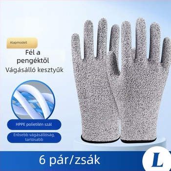 HPPE vágásbiztos kesztyűk ipari üvegfeldolgozáshoz, nagy szilárdságú rostokkal, lélegzők és kopásállóak