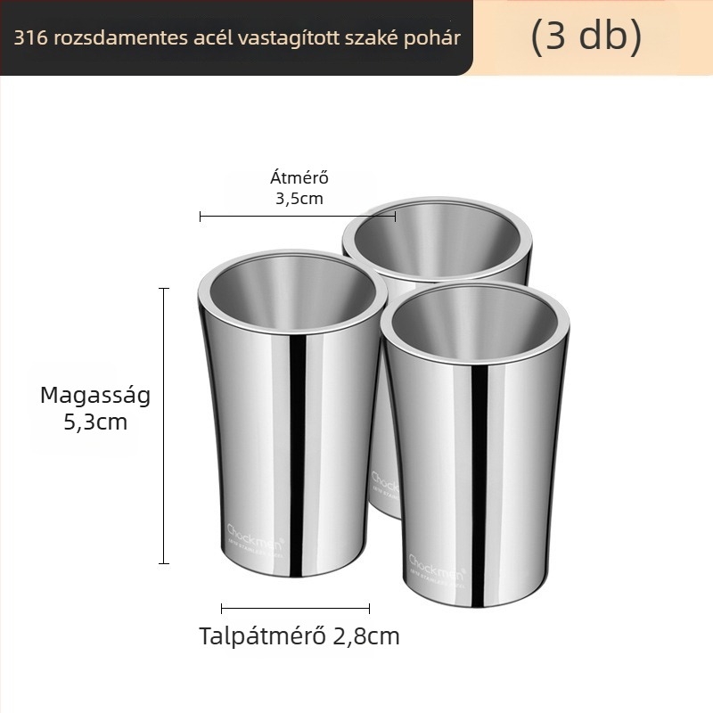 Clang 316 rozsdamentes acél szeszes ital pohár, 1–100 ml kapacitás, modern minimalista dizájn