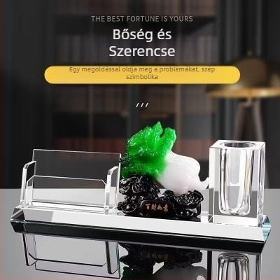 Recepciós kártyadoboz dönthető fedéllel és tolltartóval – elegáns asztali dekoráció hotellhez