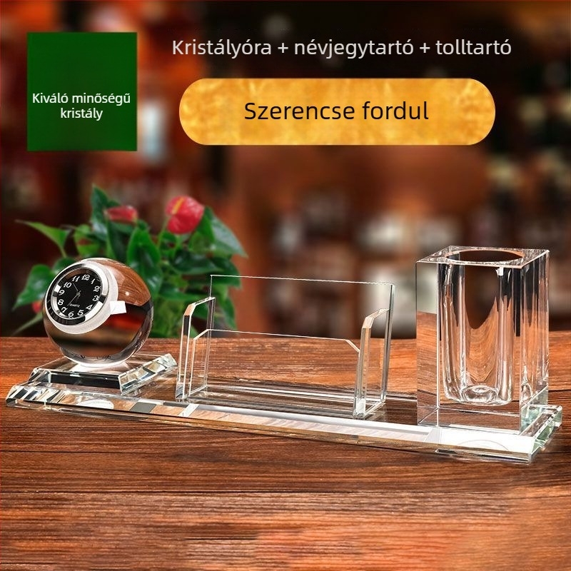 Recepciós kártyadoboz dönthető fedéllel és tolltartóval – elegáns asztali dekoráció hotellhez