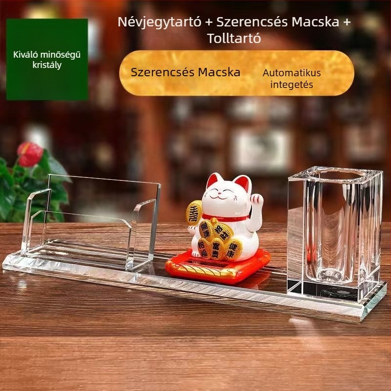 Recepciós kártyadoboz dönthető fedéllel és tolltartóval – elegáns asztali dekoráció hotellhez