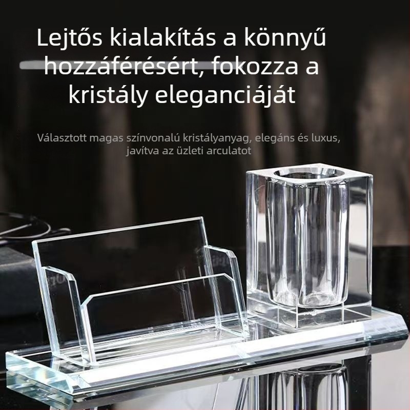 Recepciós kártyadoboz dönthető fedéllel és tolltartóval – elegáns asztali dekoráció hotellhez