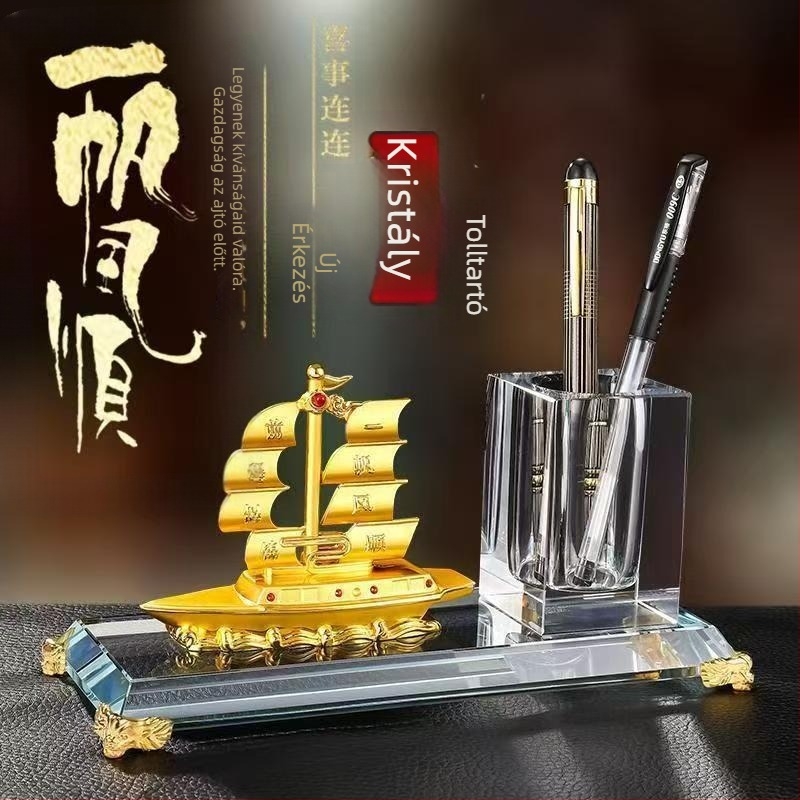 Recepciós kártyadoboz dönthető fedéllel és tolltartóval – elegáns asztali dekoráció hotellhez