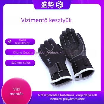 Trend 3 mm vastag tehénbőr búvárkesztyűk, vágásálló, szúrásálló, vízálló, csúszásmentes, vízi mentésre