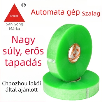 Gépcsomagoló szalag, átlátszó BOPP film akril ragasztóval; ideális kartonok lezárására és express csomagolásra, -20°C-tól 60°C-ig.