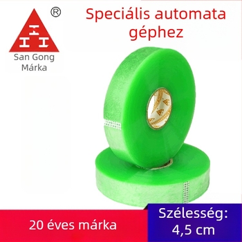 Gépcsomagoló szalag, átlátszó BOPP film akril ragasztóval; ideális kartonok lezárására és express csomagolásra, -20°C-tól 60°C-ig.