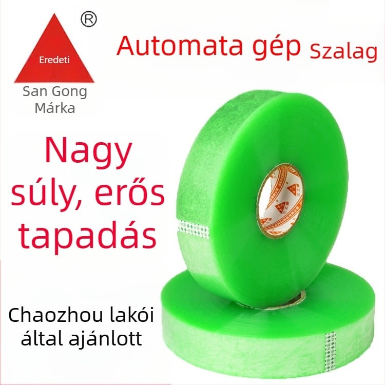 Gépcsomagoló szalag, átlátszó BOPP film akril ragasztóval; ideális kartonok lezárására és express csomagolásra, -20°C-tól 60°C-ig.
