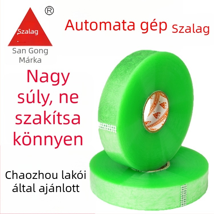 Gépcsomagoló szalag, átlátszó BOPP film akril ragasztóval; ideális kartonok lezárására és express csomagolásra, -20°C-tól 60°C-ig.