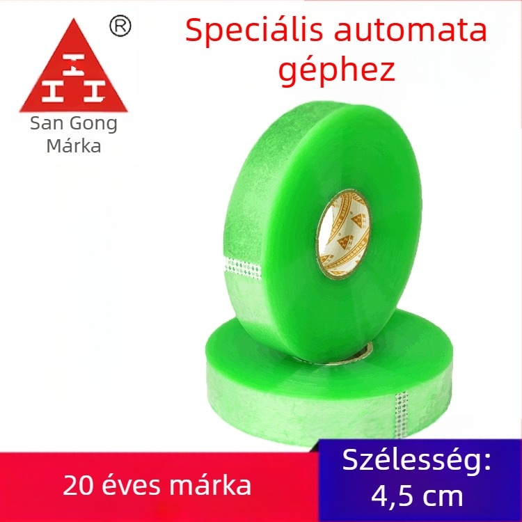 Gépcsomagoló szalag, átlátszó BOPP film akril ragasztóval; ideális kartonok lezárására és express csomagolásra, -20°C-tól 60°C-ig.