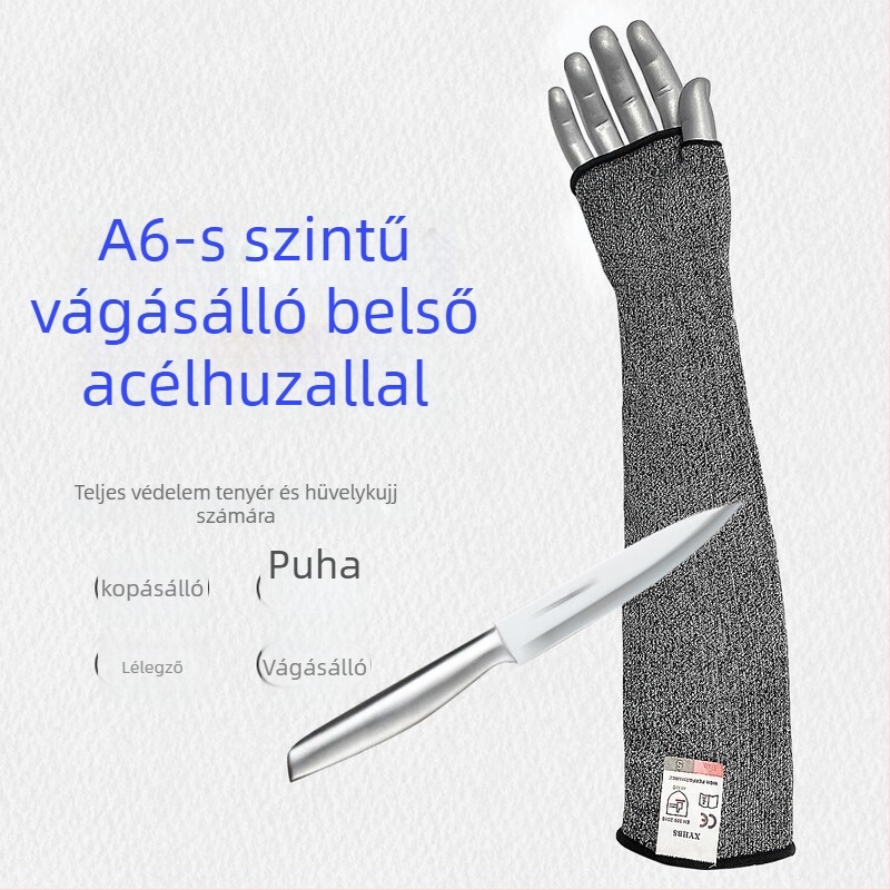 HPPE anyagú, 5. szintű vágásvédő karvédő hosszított acéldrótos megerősítéssel ipari felhasználásra
