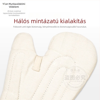 Ostrich Hőálló vágásbiztos ipari védőkesztyű, pamuttal bélelt twill vászon, quiltelt, sütők, kazánok és magas hőmérsékletű munkákhoz