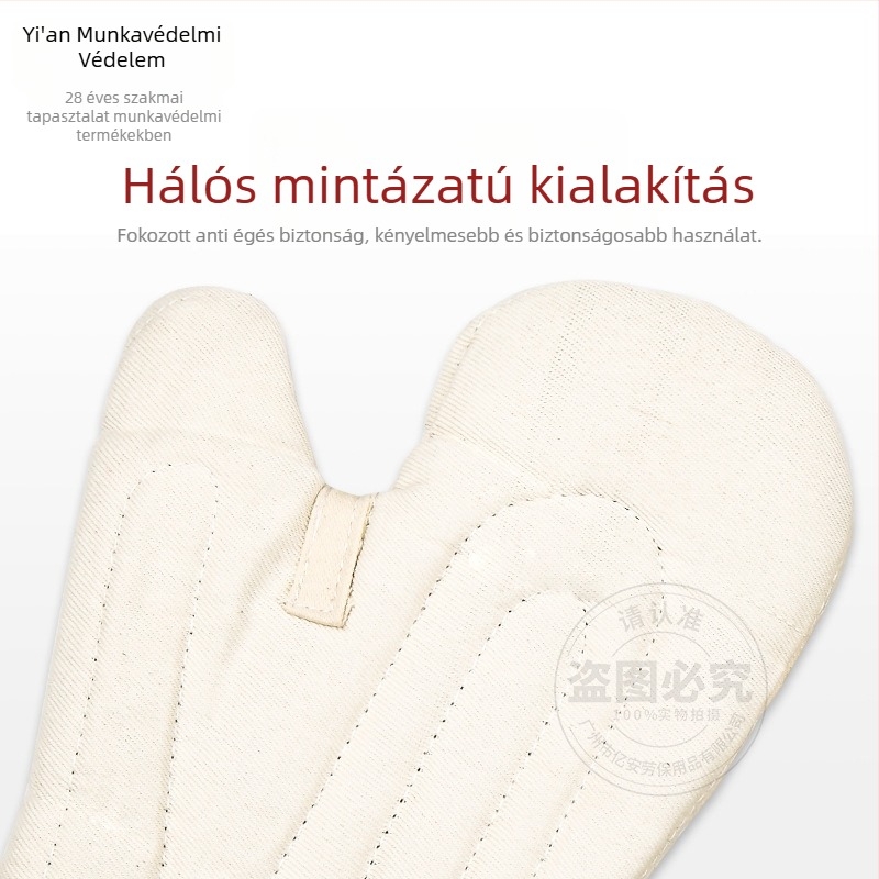 Ostrich Hőálló vágásbiztos ipari védőkesztyű, pamuttal bélelt twill vászon, quiltelt, sütők, kazánok és magas hőmérsékletű munkákhoz