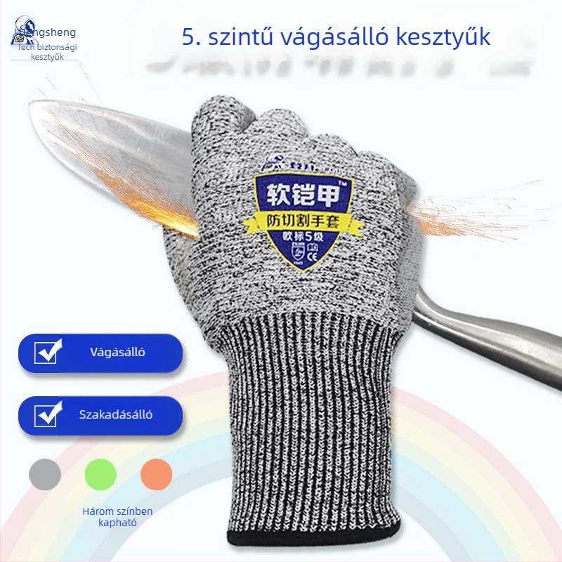 5-ös szintű vágás- és átszúrásálló kesztyű hús felvágásához, üveggyártásban és fafaragásban