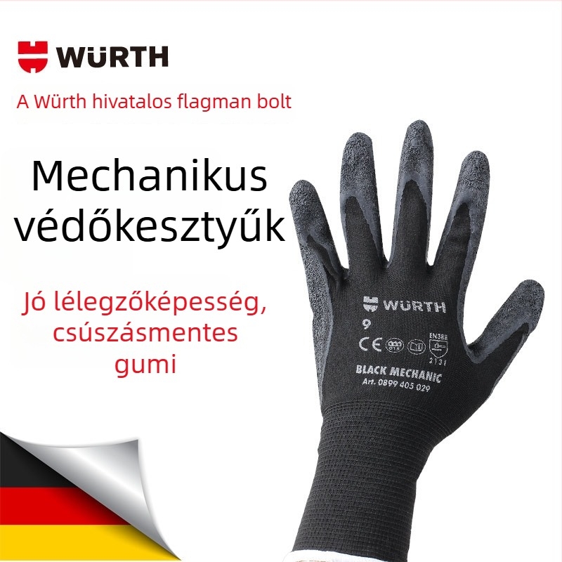 WURTH mechanikus vágásbiztos védőkesztyűk, nylonból, 20–25 cm hosszú, építőipar, mezőgazdaság, raktározás és járműipar számára