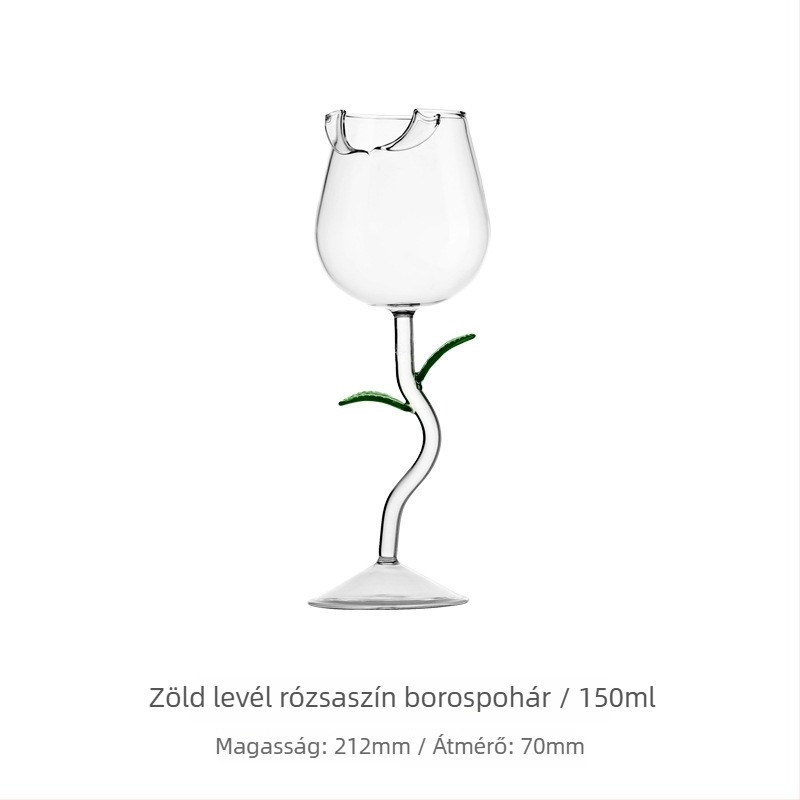 INS-stílusú üvegpohár-készlet, rózsa motívummal és logónyomással.