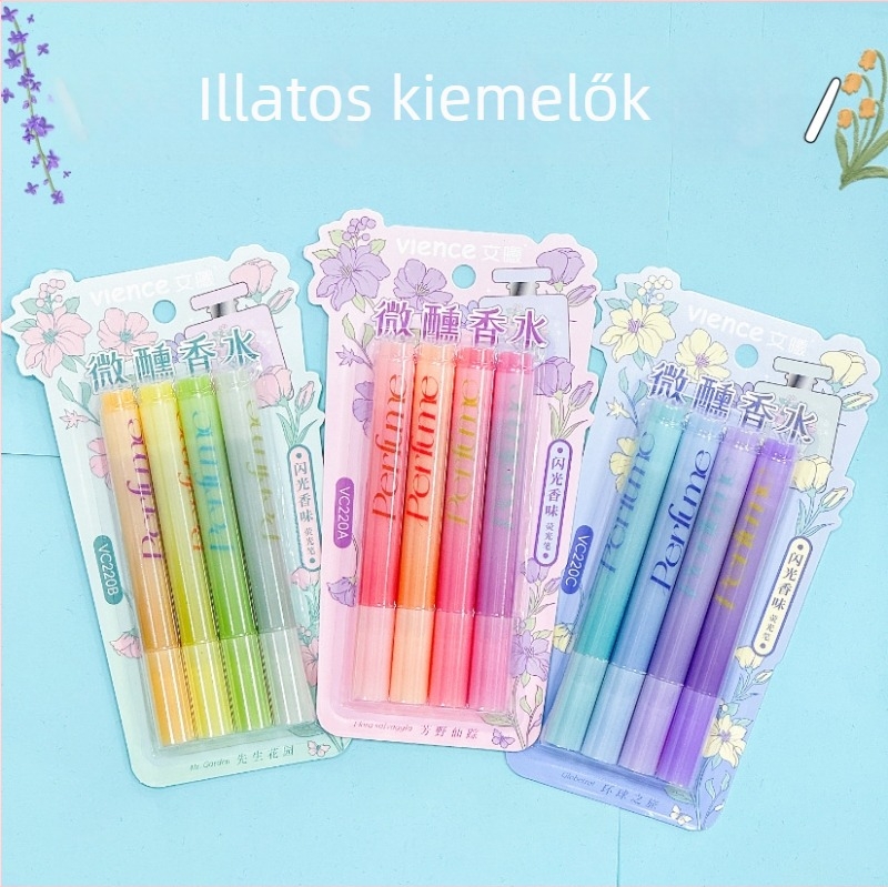 Wenxi 220 Csillogó illatú fény toll naplóírásra és rajzoláshoz, műanyag tokozású test, kerek heg, egyoldalas