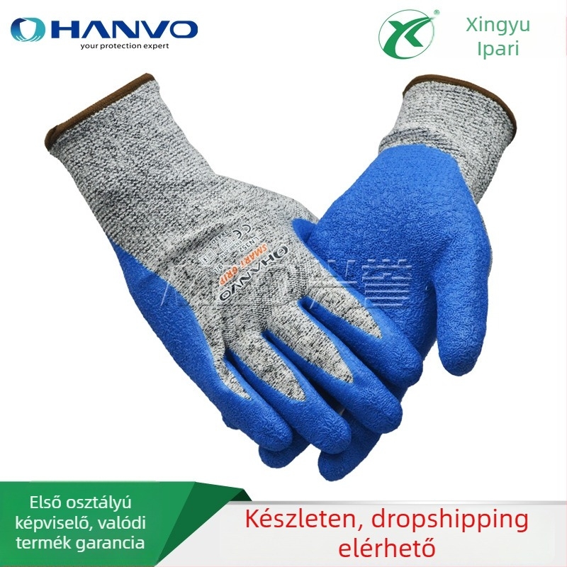 Vágásálló kesztyű HPPE magas szilárdságú polietilénből, 5-ös fokozatú vágásvédelmi szint, üvegfeldolgozásra, vékony és rugalmas, csúszásmentes