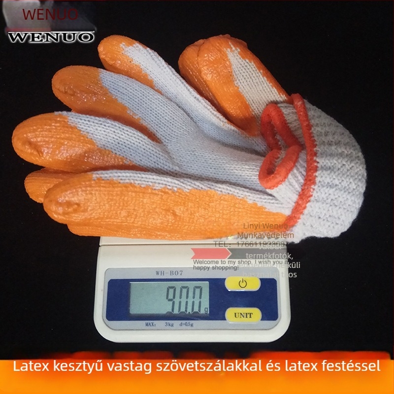 Overlord latex + szál kesztyűk kötött béléssel, vágásálló, csúszásmentes és kopásálló, építkezéseken, gépműhelyekben, mezőgazdaságban és háztartási munkákhoz