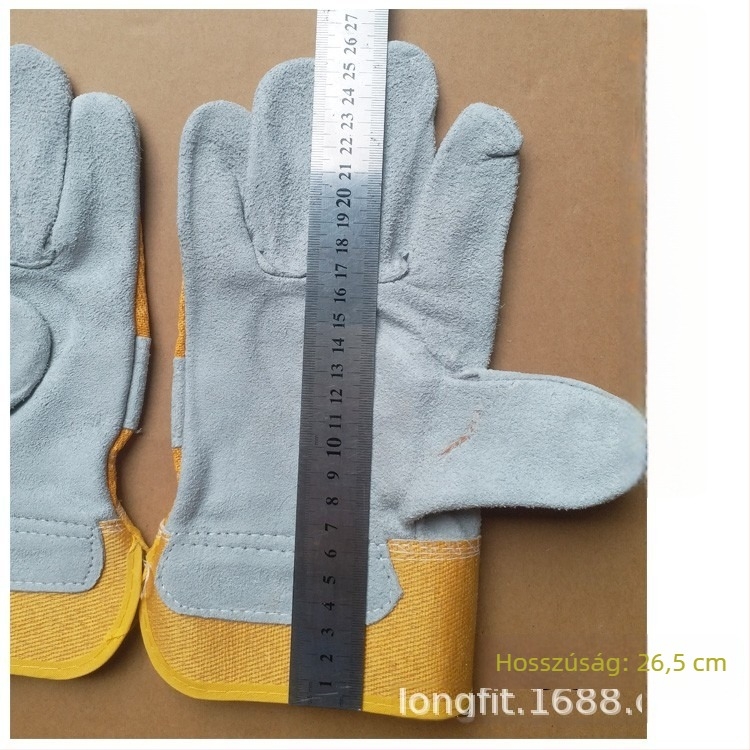 Félbőr munkakesztyűk – csúszásmentes, kopásálló, lélegző, hőálló, gépipari alkalmazásokhoz