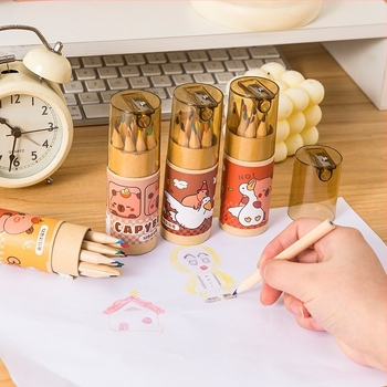 Fából készült ceruzák írásra és színezésre, dobozos csomagolásban, modell A765, HB grafit, GB nemzeti szabvány