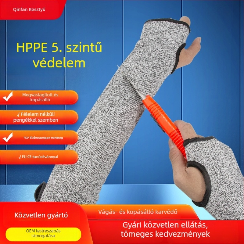 Qin Sail HPPE 5 szintű vágásálló karvédő – ujjvédő, kertészeti metszéshez és kültéri munkákhoz