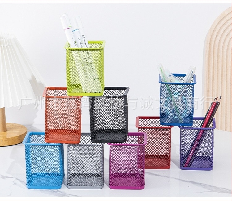 Három rekeszes fém tolltartó asztalra — négyzet alakú, márka Sincerity, modell X8003