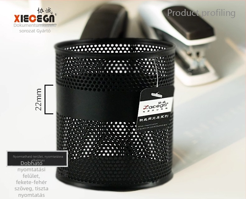 Három rekeszes fém tolltartó asztalra — négyzet alakú, márka Sincerity, modell X8003