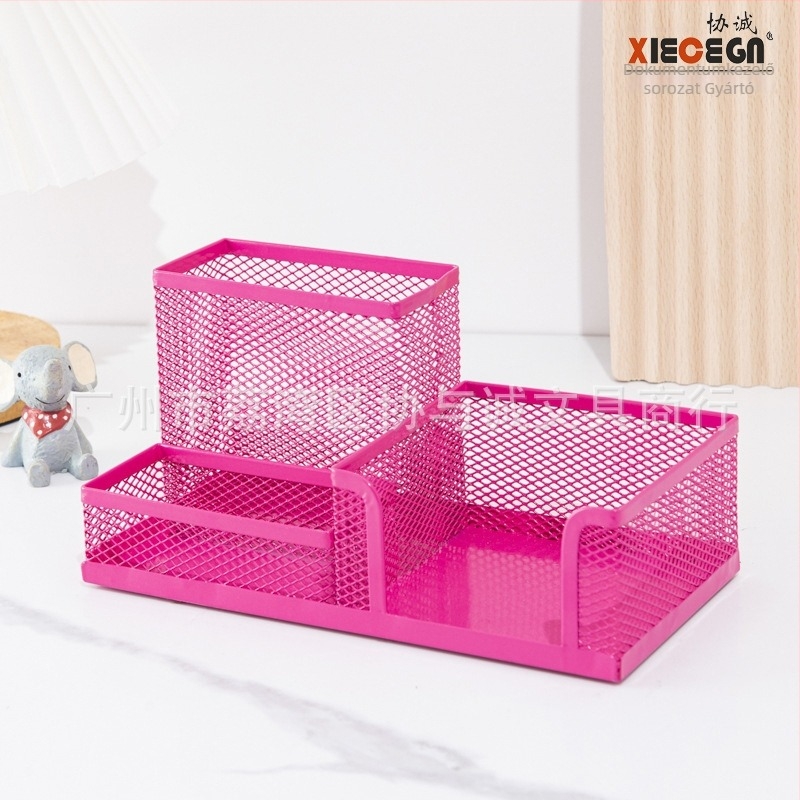 Három rekeszes fém tolltartó asztalra — négyzet alakú, márka Sincerity, modell X8003