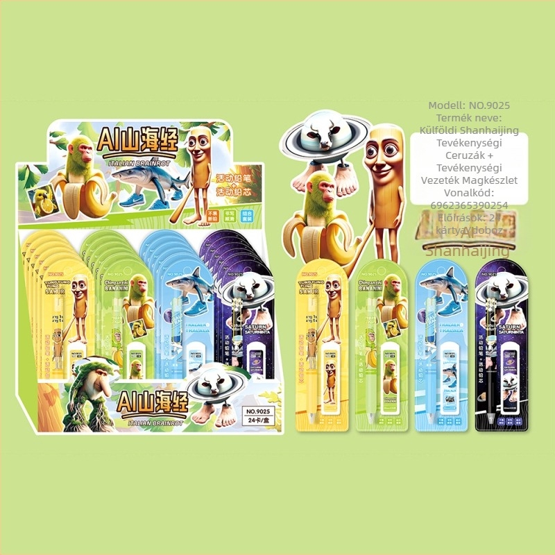 Mechanikus ceruza készlet, rajzfilm design, modell 9025, műanyag burkolat, íráshoz, születésnapi ajándék