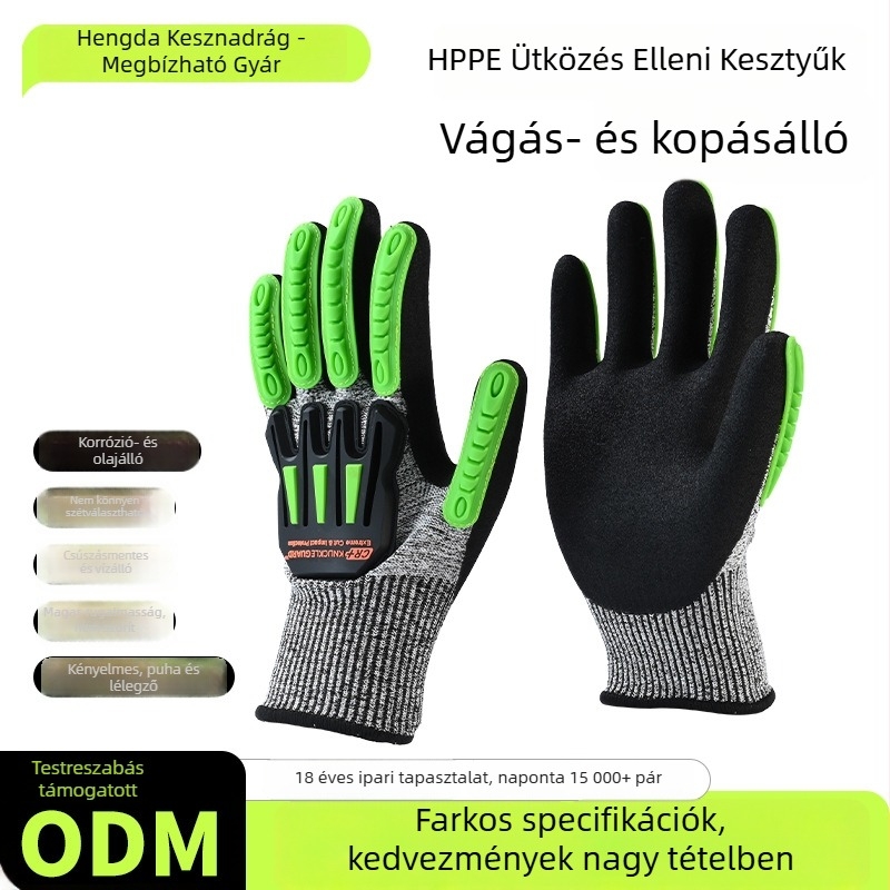 Hengda védőkesztyű kerékpározáshoz és ipari használathoz – vágásálló, ütésálló, csúszásmentes, 200 g