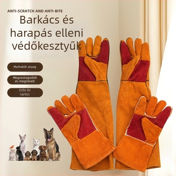 Wanjia marhabőr kutya-edző kesztyű – vágásálló, átszúrás elleni védelem, harapás elleni védelem