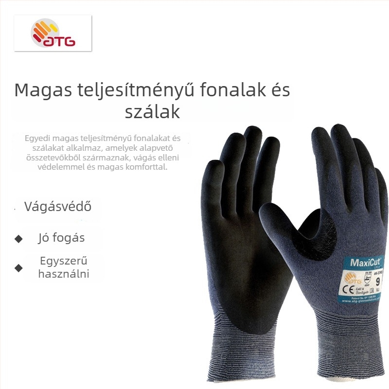 ATG44-3745 PVC vágásálló kesztyűk, ultra vékonyak, kopásállóak, olajállóak, rugalmas fogás