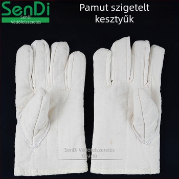 Sendi vászon kesztyűk, amelyek magas hőmérsékletnek ellenállnak, hőszigeteléssel és hideg elleni védelemmel