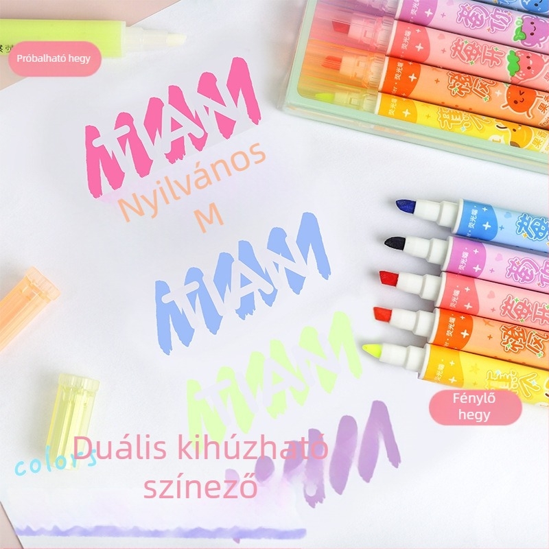 Kétoldalas, törölhető kiemelő marker, műanyag ház, HD47/HD57/HD24 modellek, PET dobozos csomagolás, Good day márka