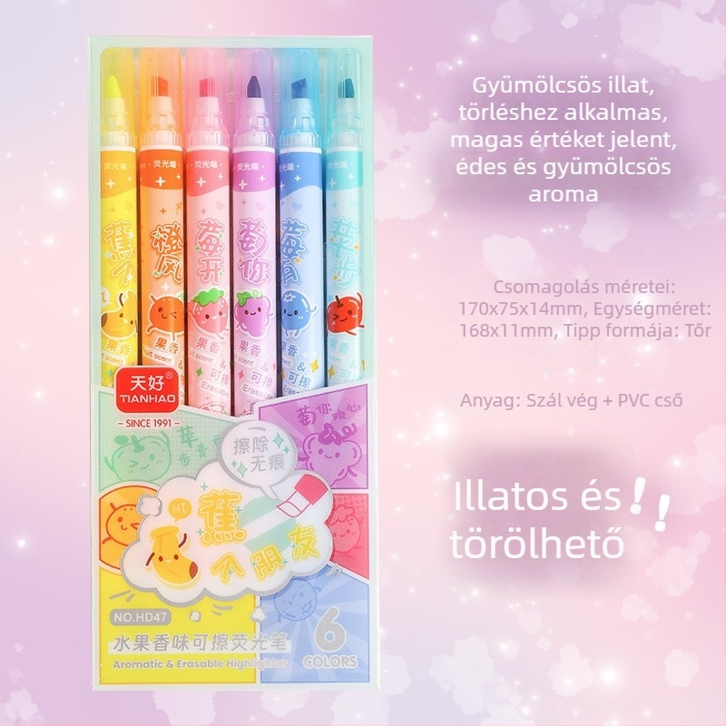 Kétoldalas, törölhető kiemelő marker, műanyag ház, HD47/HD57/HD24 modellek, PET dobozos csomagolás, Good day márka