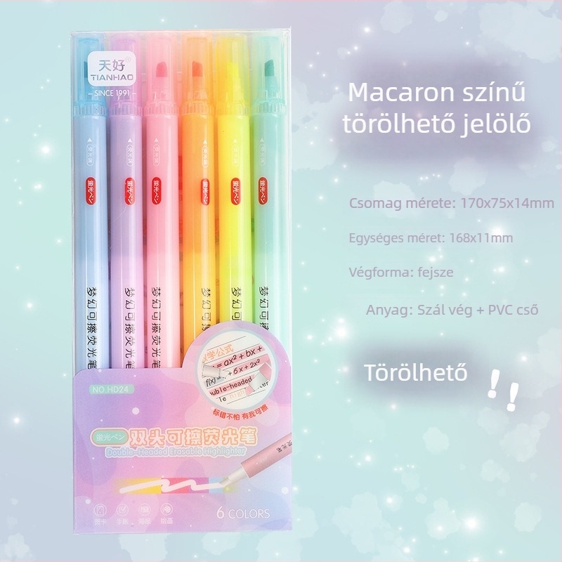 Kétoldalas, törölhető kiemelő marker, műanyag ház, HD47/HD57/HD24 modellek, PET dobozos csomagolás, Good day márka