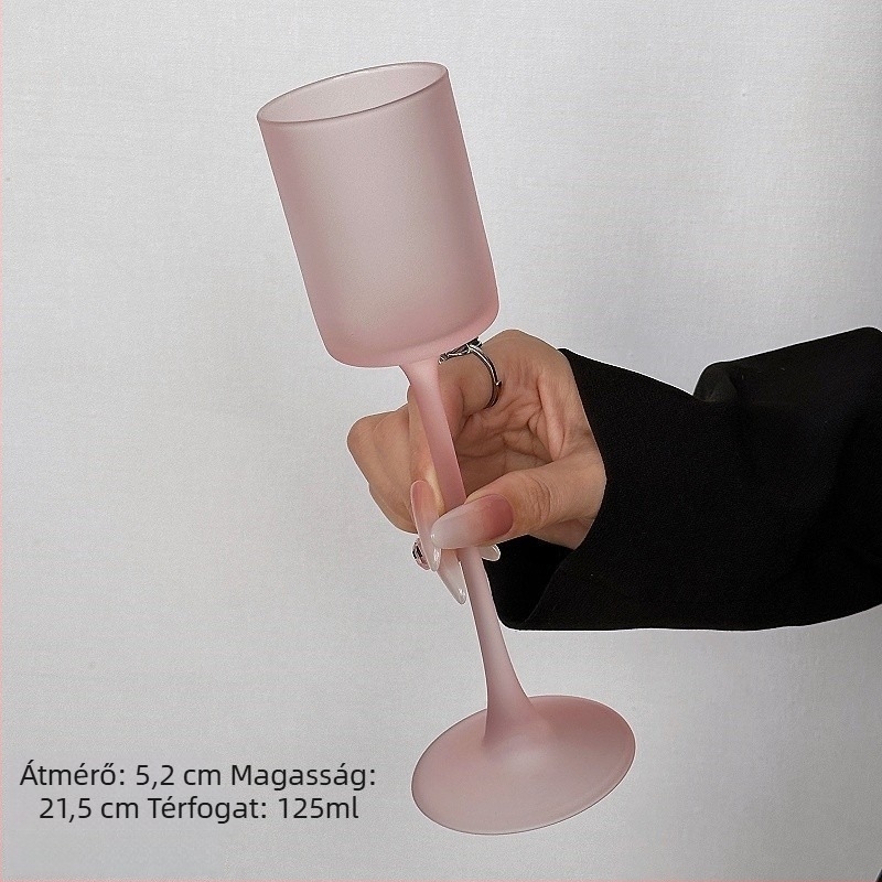 Matt felületű boros pohár, INS-stílusú egyenes hengeres test, magas láb, 101–200 ml kapacitás