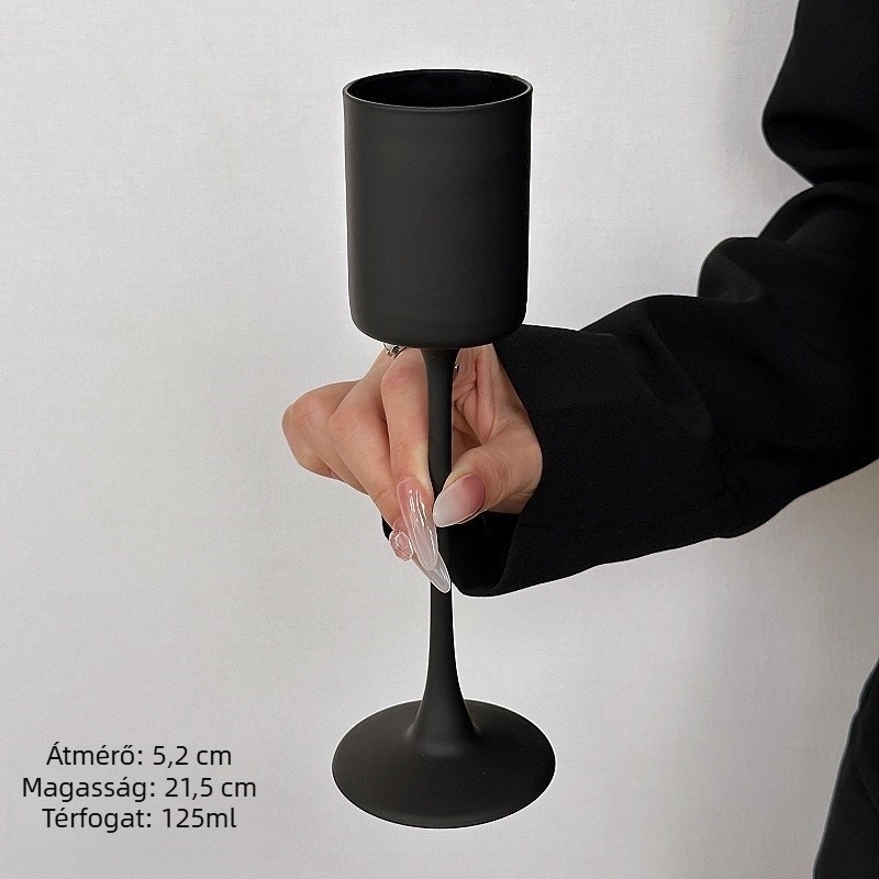 Matt felületű boros pohár, INS-stílusú egyenes hengeres test, magas láb, 101–200 ml kapacitás