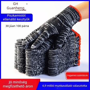 Munkavédelmi kesztyűk, kopásálló nylon és tartós pamutszál, csúszásmentes, vágás és hőálló védelem