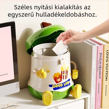 Asztali tároló doboz fedéllel, rajzfilmszerű stílus, PP anyag, 6 L kapacitás, ékszerek, irodai kellékek és kozmetikumok számára, 6 darabos készlet