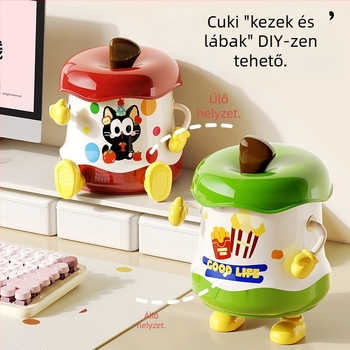 Asztali tároló doboz fedéllel, rajzfilmszerű stílus, PP anyag, 6 L kapacitás, ékszerek, irodai kellékek és kozmetikumok számára, 6 darabos készlet