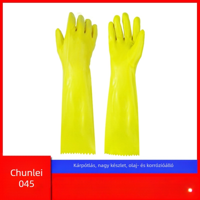 Chunlei 045 Ipari gumikesztyűk, olaj- és sav-bázis ellenállóak, latex-PVC bevonatú, korrózióálló