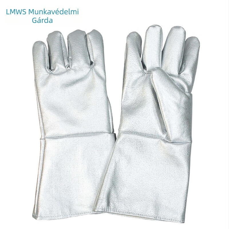 Defender LB-LWS-004 Sugárzó hőálló kesztyűk alumíniumfólia szigeteléssel, kopás- és vágásállóak, ipari sütőkhez, fémműveléshez és üvegmelegítéshez, 1000°C-ig