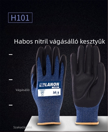 Lanlang H101 Habos nitril vágásbiztos kesztyűk, kopásálló, szakadásálló, csúszásmentes, olajálló, kényelmes és lélegző