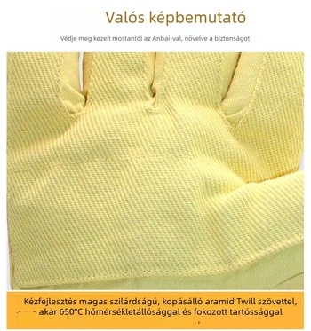 Ipari aramid rostból készült kesztyűk, 650°C hőállóság, hossz 36/45 cm