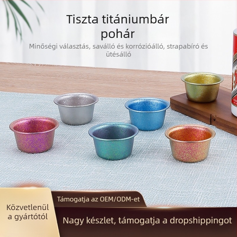 Tiszta titánium kristályos szaké pohár — 8 g, 1–100 ml kapacitás, hordozható titánból készült borkészlet