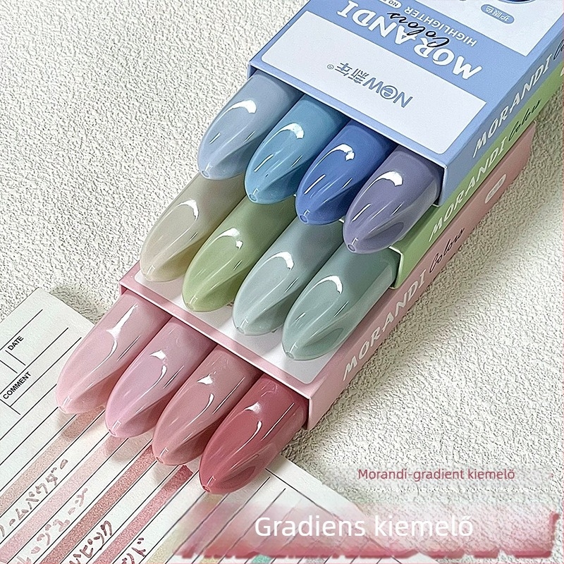Kétoldalas gradient kiemelő toll - Japán stílusú háromszínű marker, Modell 816, Műanyag tok, 4 darabos csomag